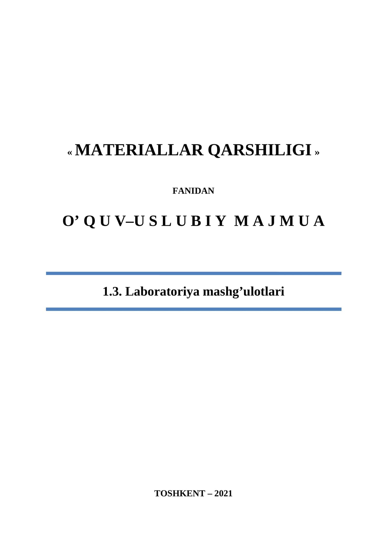 MATERIALLAR QARSHILIGI 1
