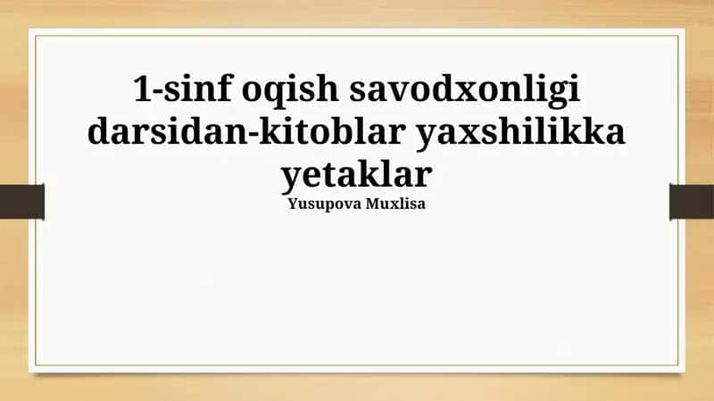 Yaxshilikka yo'l ochuvchi hikoyalar 1