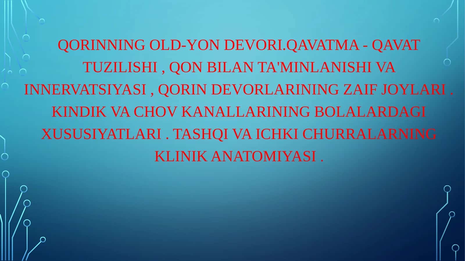 Qorinning topografik anatomiyasi 1