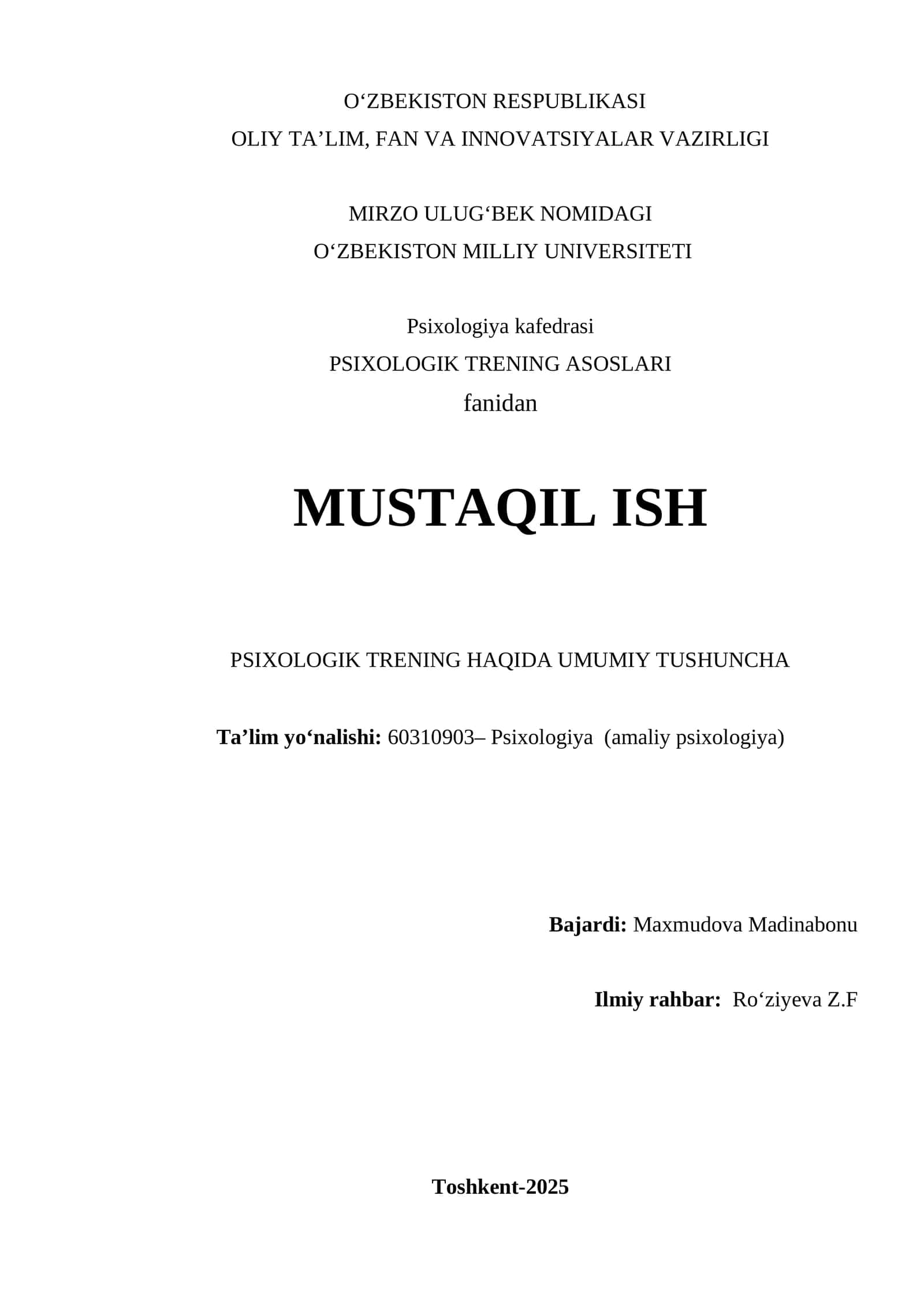 PSIXOLOGIK TRENING ASOSLARI 1