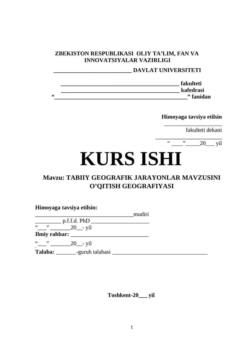 TABIIY GEOGRAFIK JARAYONLAR MAVZUSINI O’QITISH GEOGRAFIYASI 1