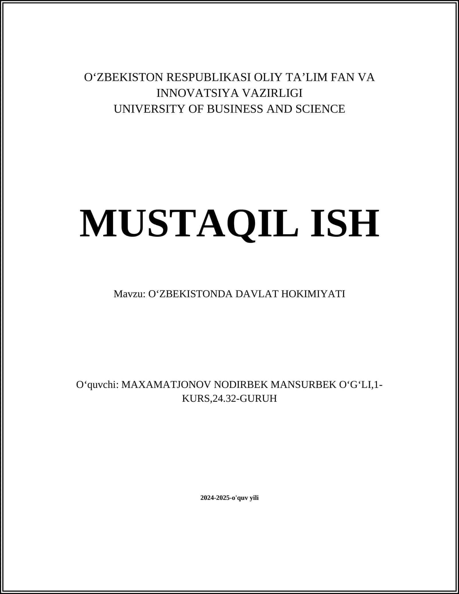 Oʻzbekistonda Davlat Hokimiyati 1