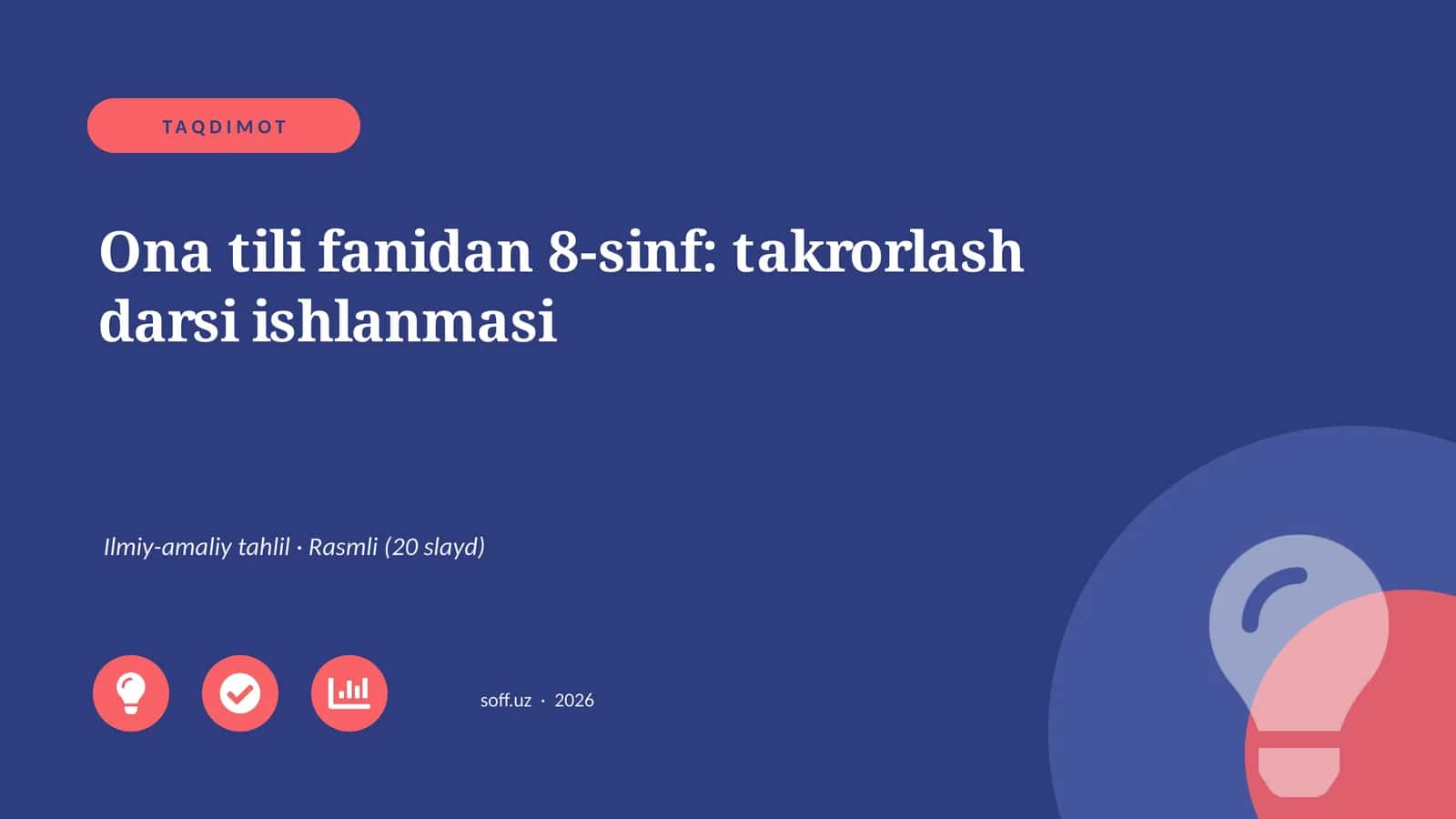 Ona tili fanidan 8-sinf: takrorlash darsi ishlanmasi 1