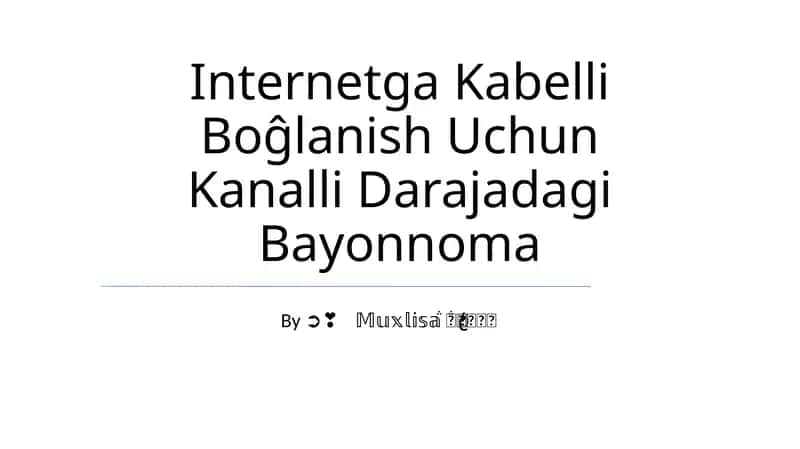 Kanalli Darajadagi Bayonnoma 1