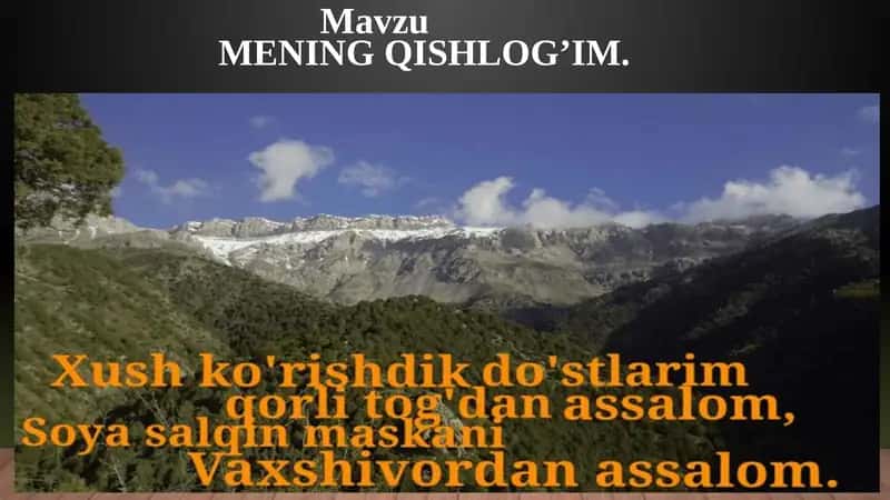 MENING QISHLOG’IM. 1