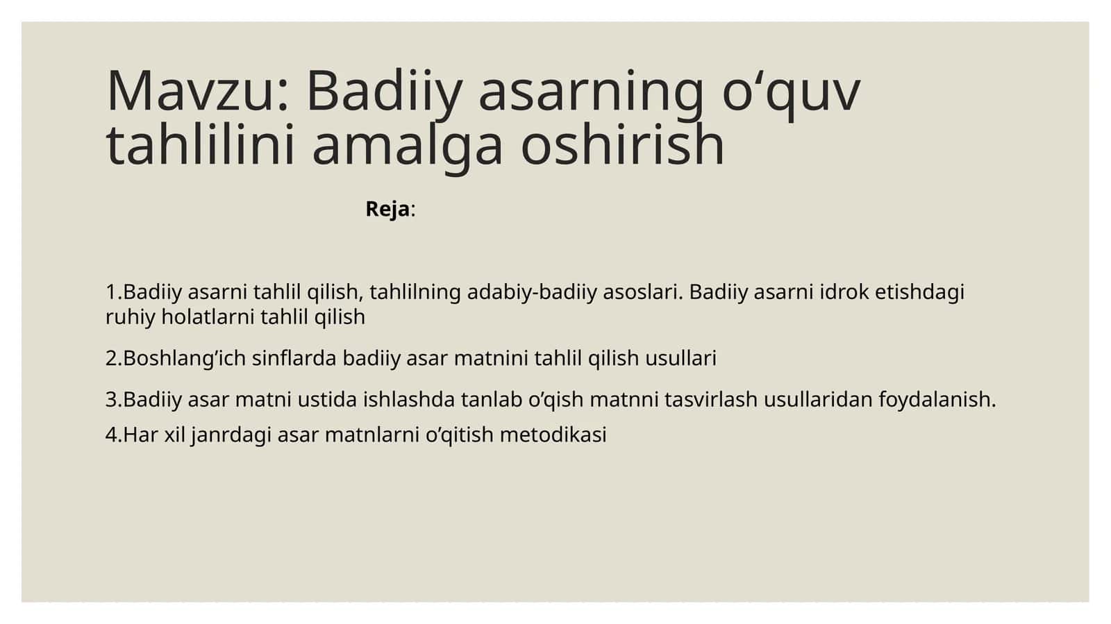 Badiiy asarning oʻquv tahlilini amalga oshirish 1