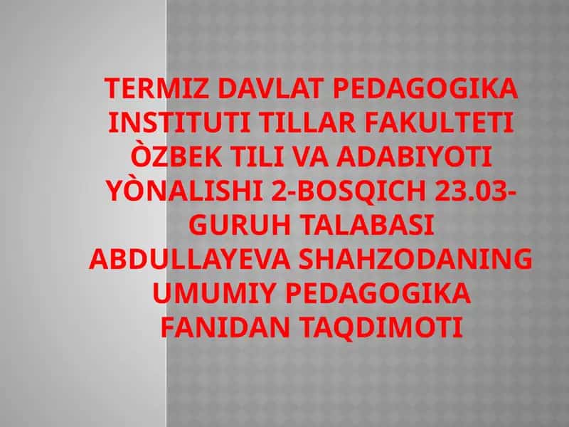 Korreksion pedagogika va uningmaq`sad va vazifalari 1