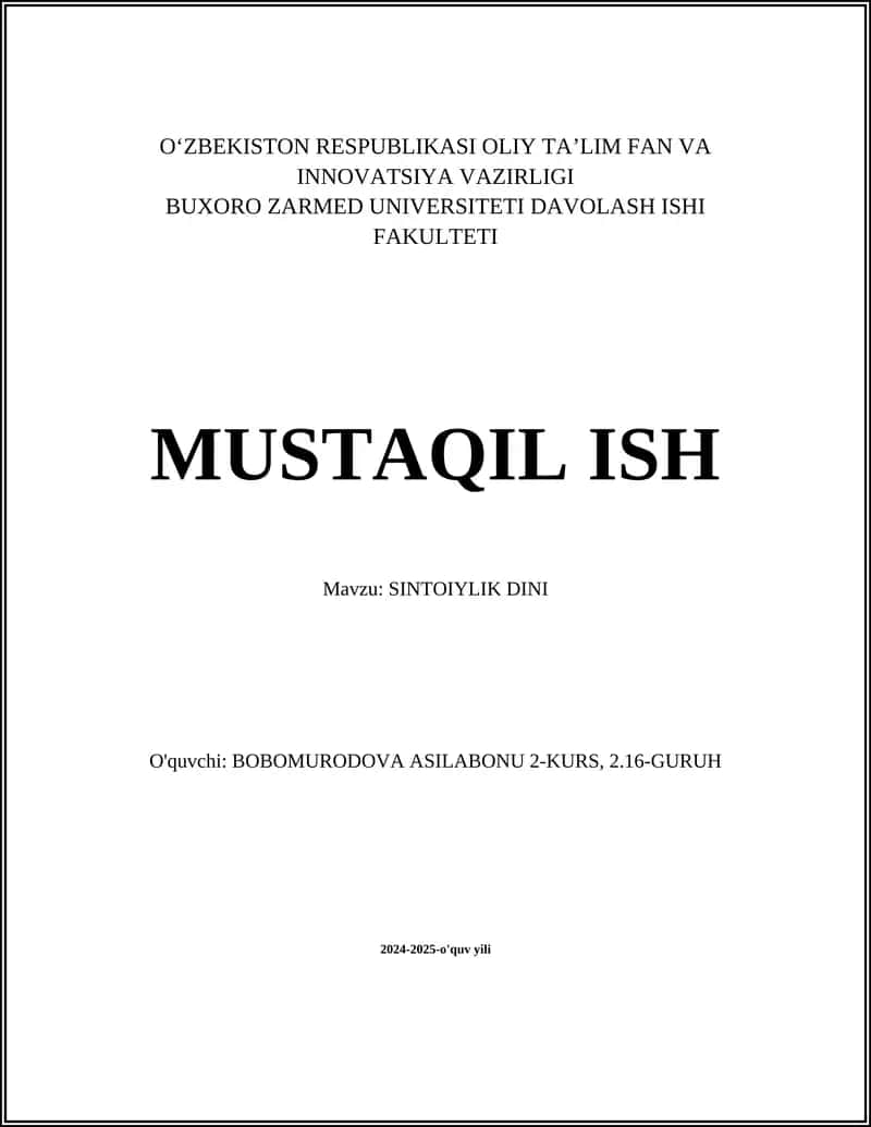 SINTOIYLIK DINI 1