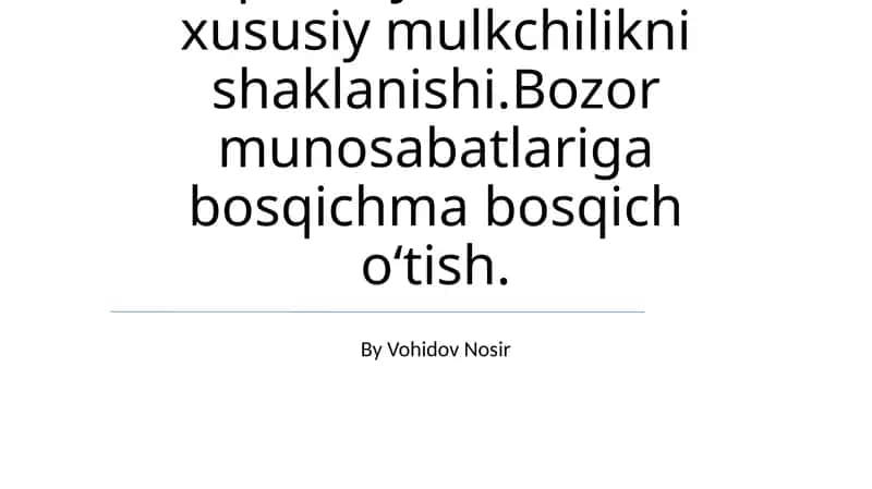 Iqtisodiy Islohotlar 1