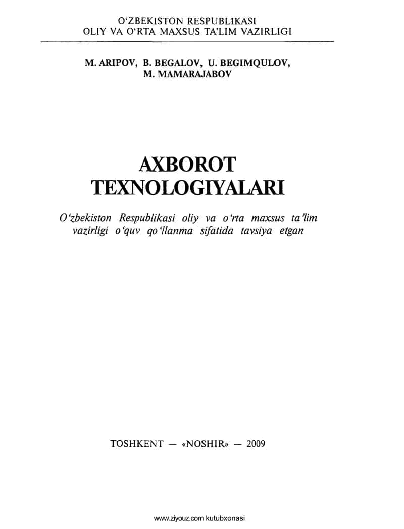 AXBOROT TEXNOLOGIYALARI 1