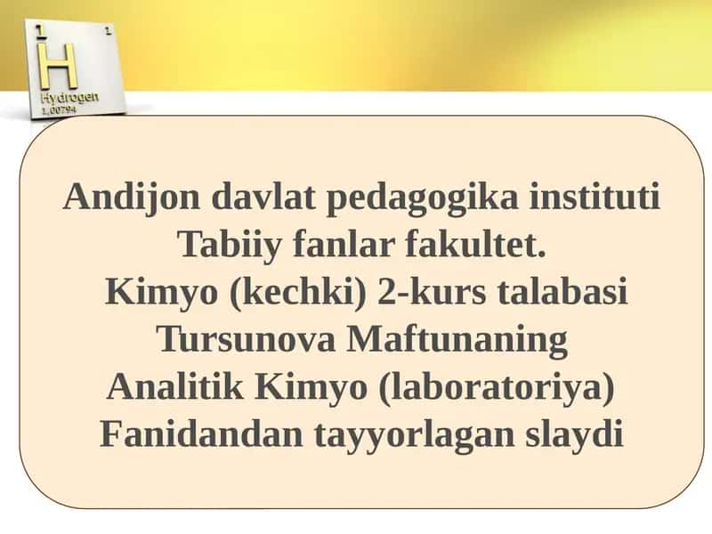 Analitik Kimyo Laboratoriya Fanidan Tayyorlangan 1
