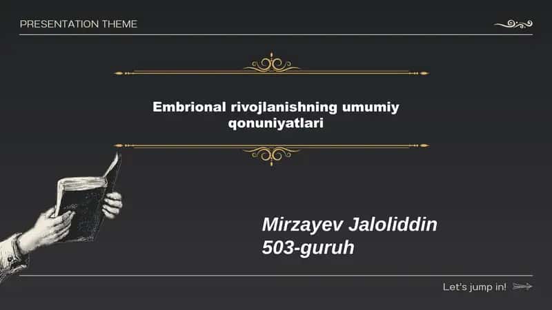 Embryonal rivojlanishning umumiy qonuniyatlari 1