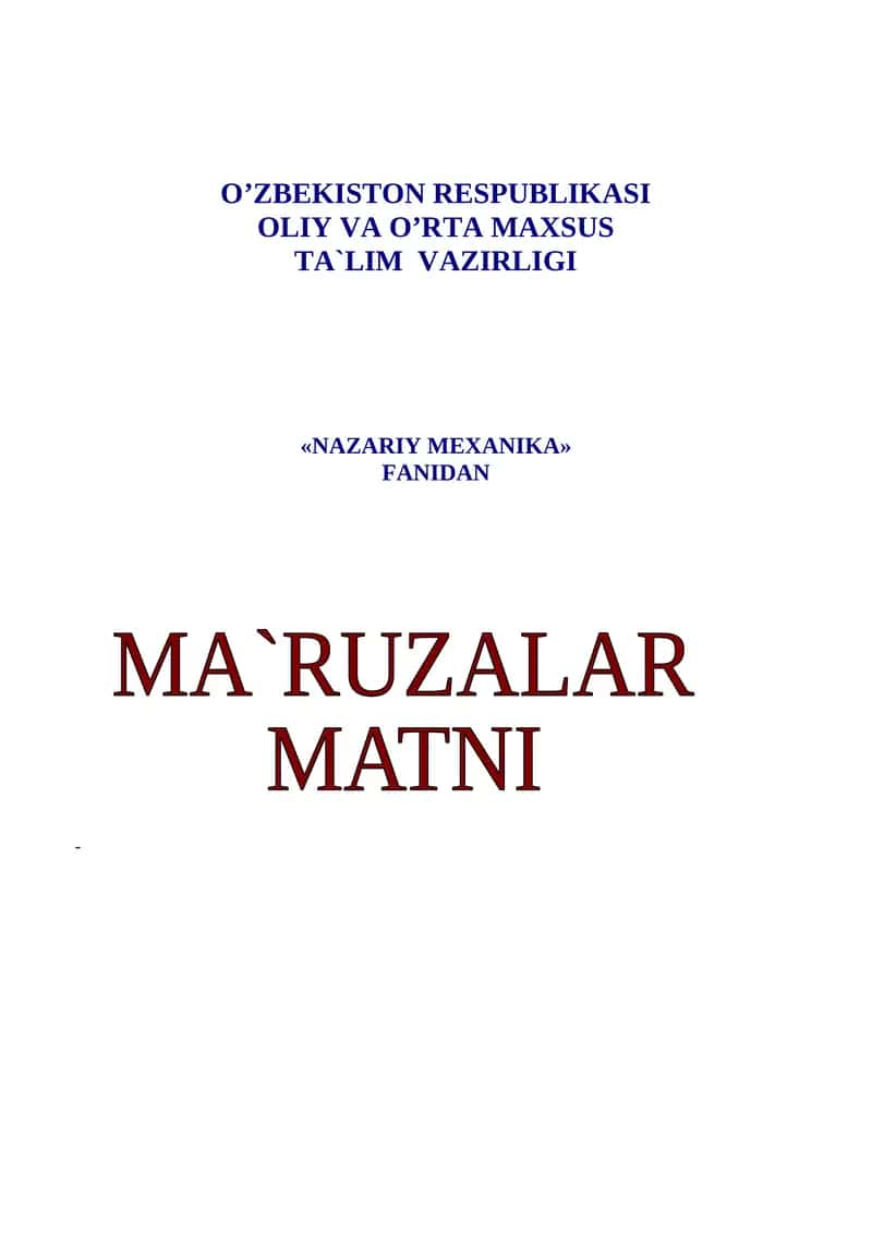 Nazariy Mexanika 1