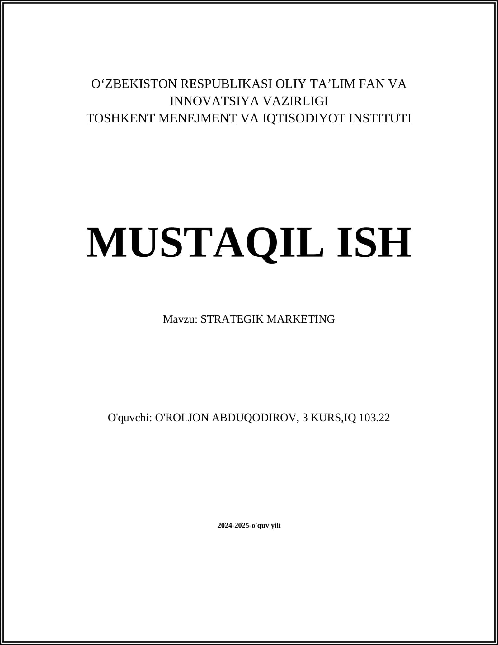 STRATEGIK MARKETING 1