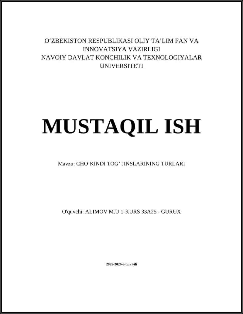 CHO’KINDI TOG’ JINSLARINING TURLARI 1