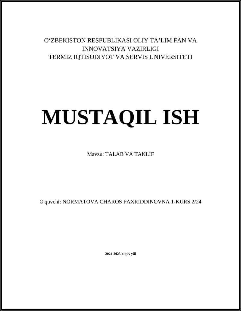 Talab va Taklif 1