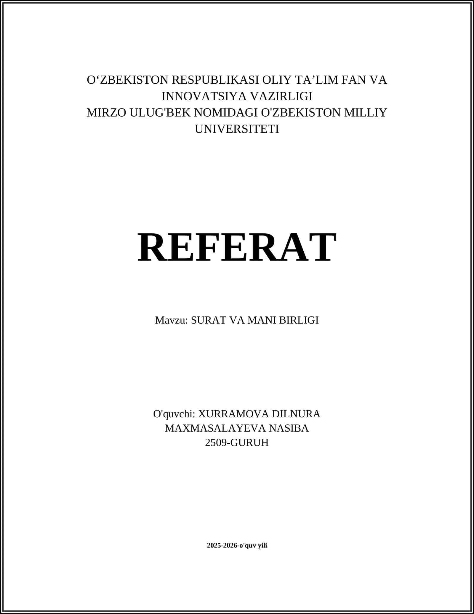 SURAT VA MANI BIRLIGI 1