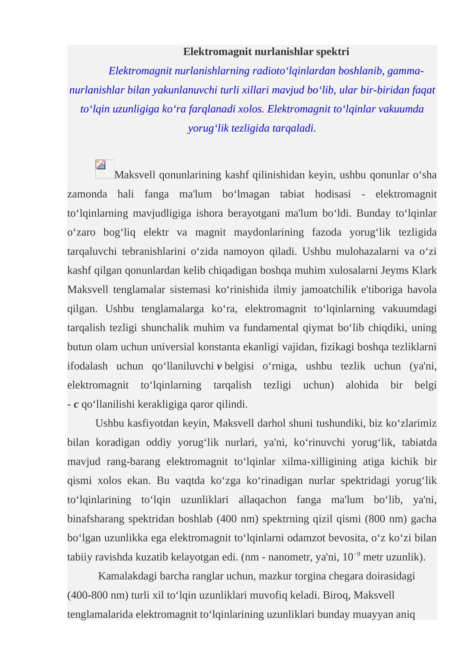 Elektromagnit nurlanishlar spektri 1