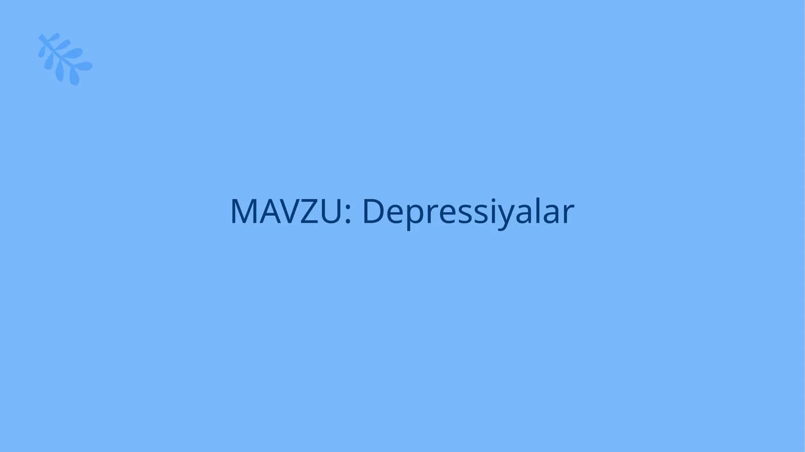 Depressiyalar 1