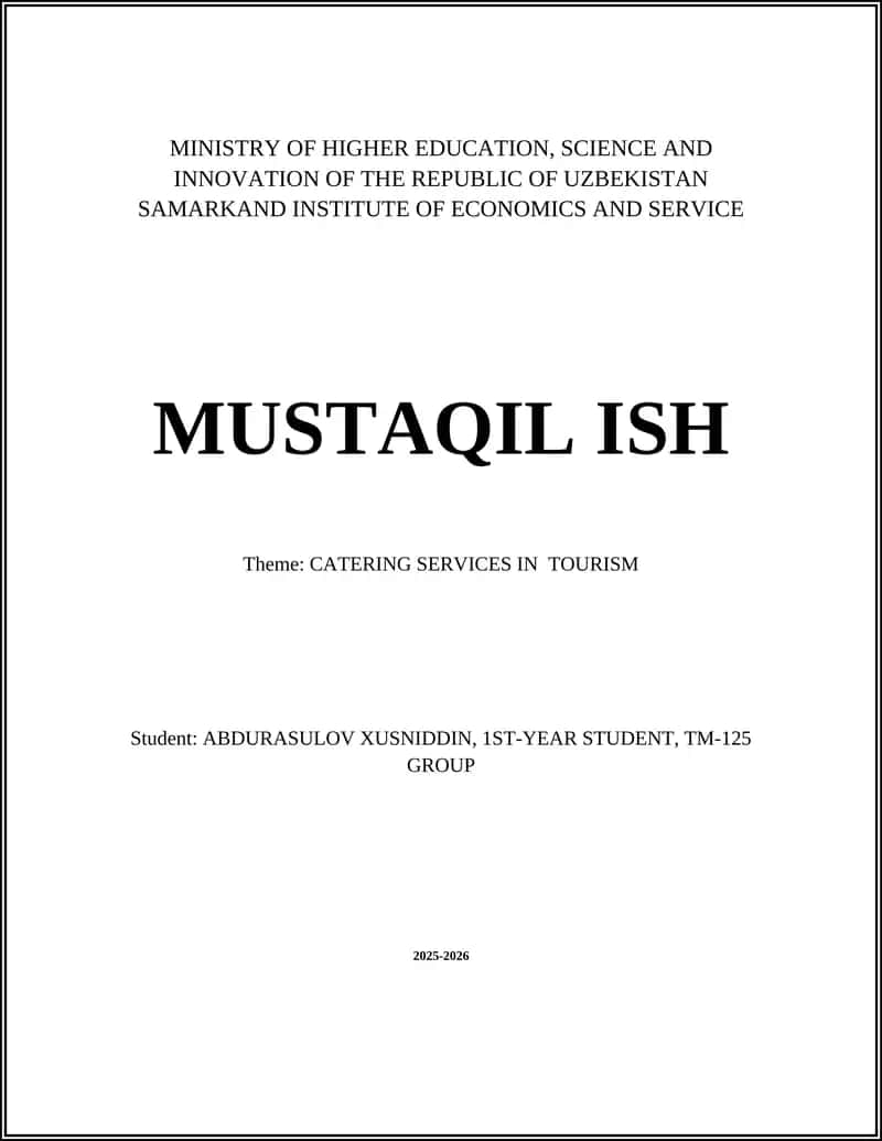 Role of Catering Services in Tourism Development 1