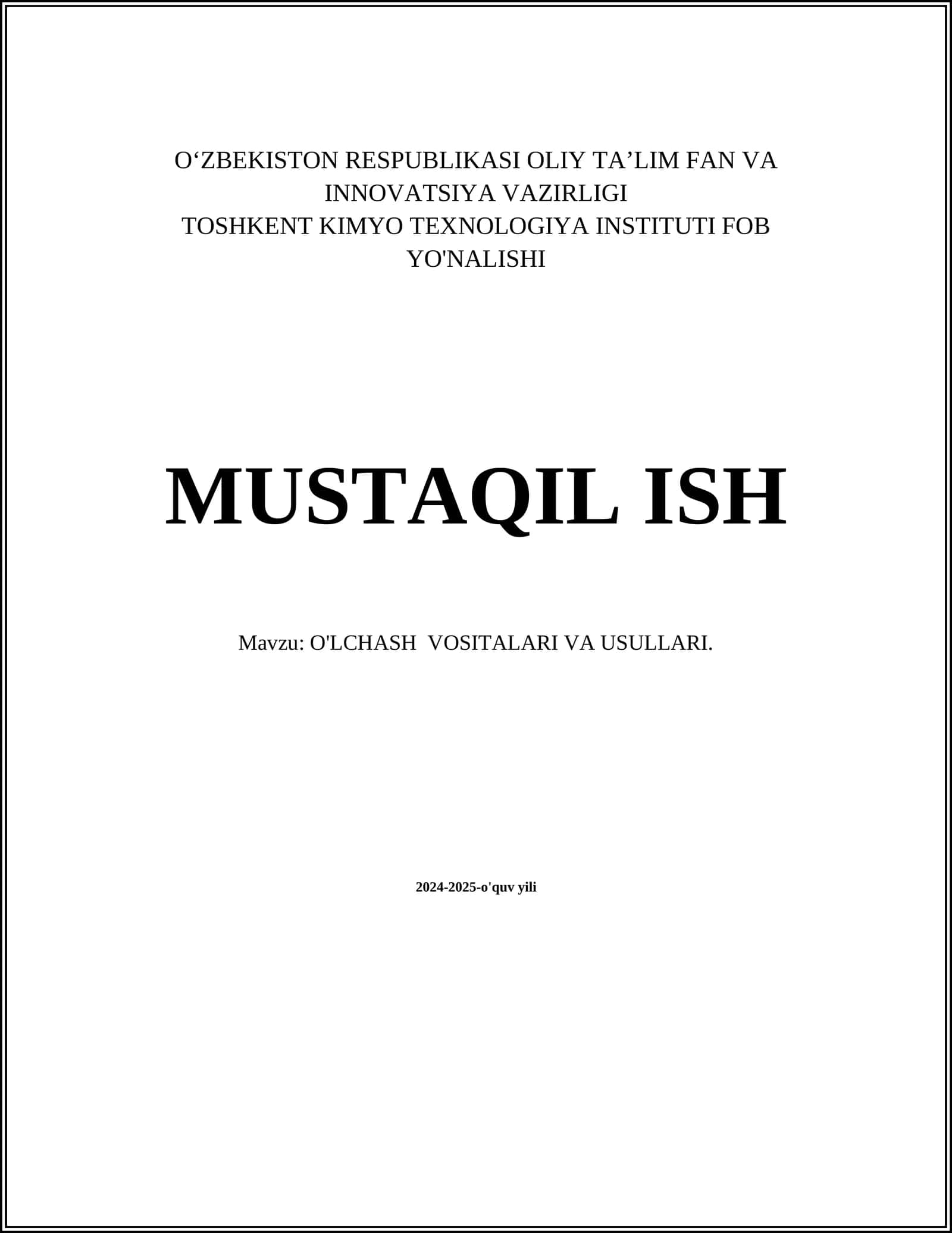O'LCHASH VOSITALARI VA USULLARI 1