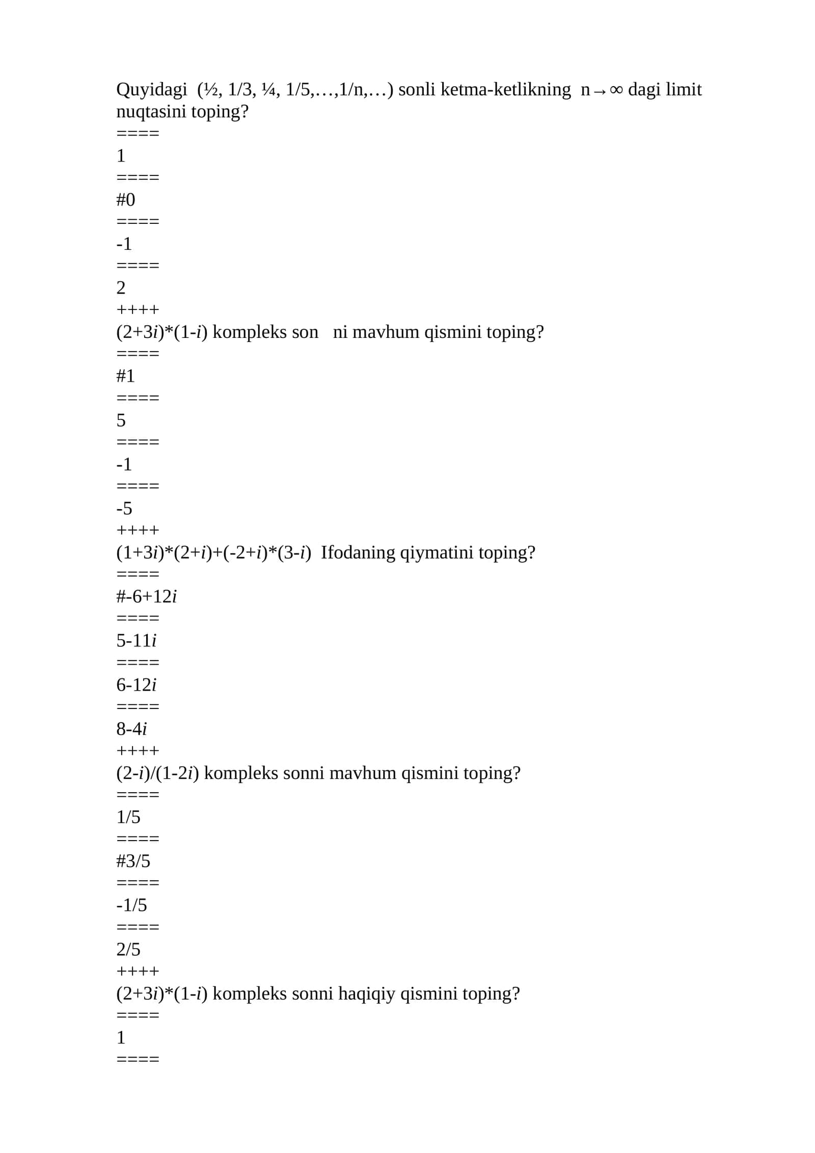 1/2-i√3/2 Kompleks sonning trigonometrik shakli 1