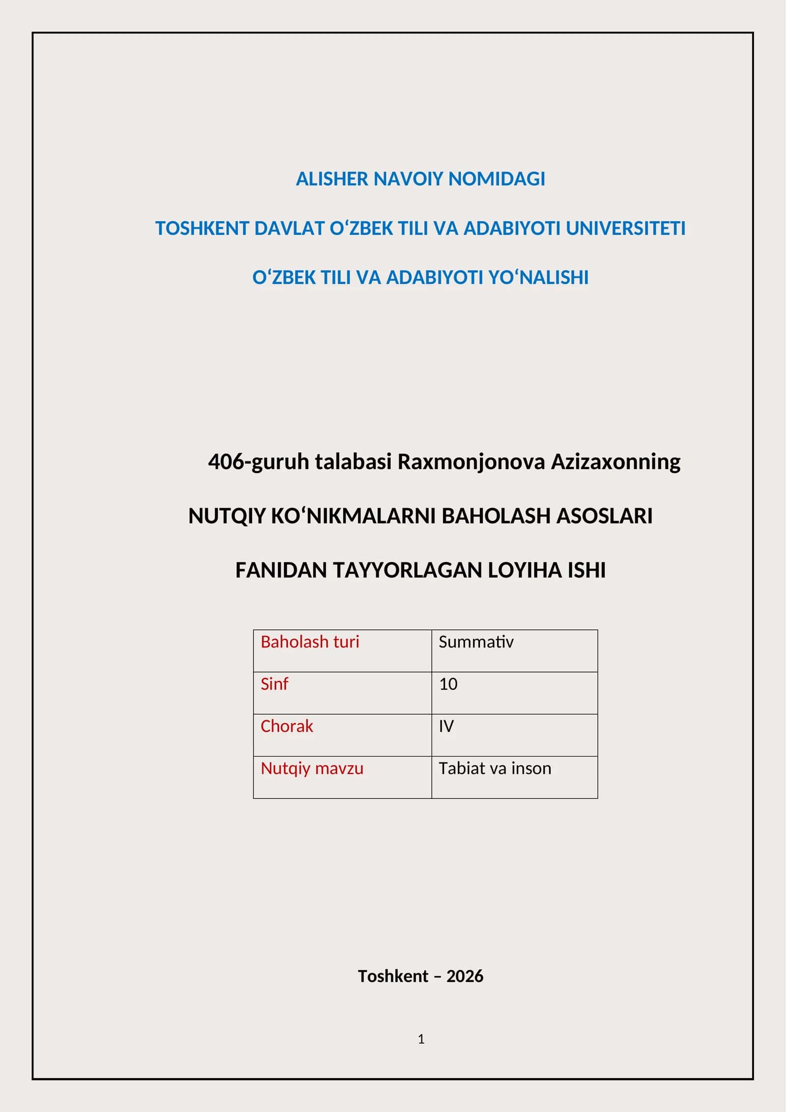 NUTQIY KO‘NIKMALARNI BAHOLASH ASOSLARI 1
