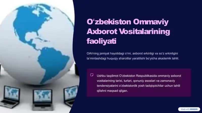 Oʻzbekiston Ommaviy Axborot Vositalarining faoliyati 1
