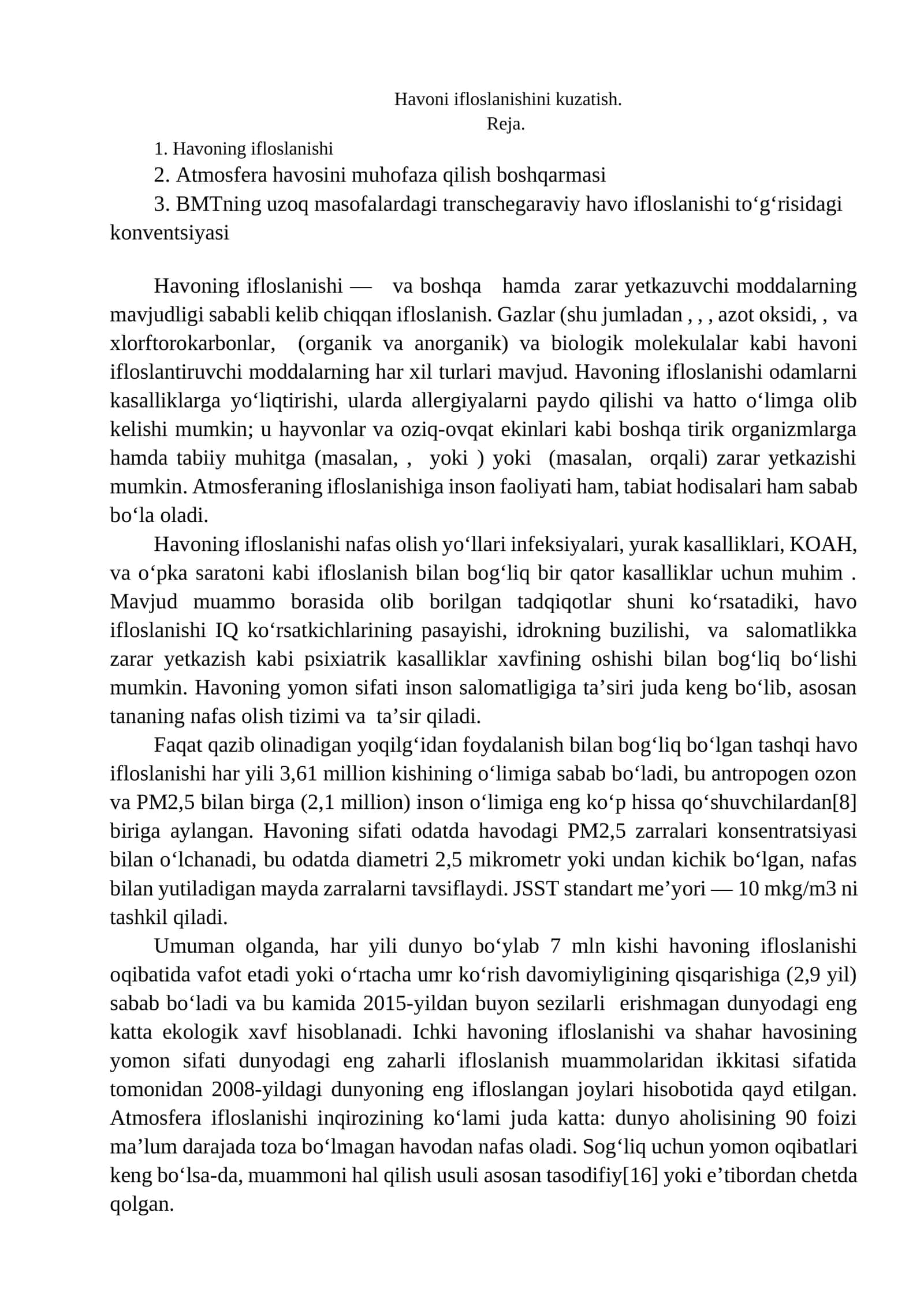Havoning ifloslanishi 1