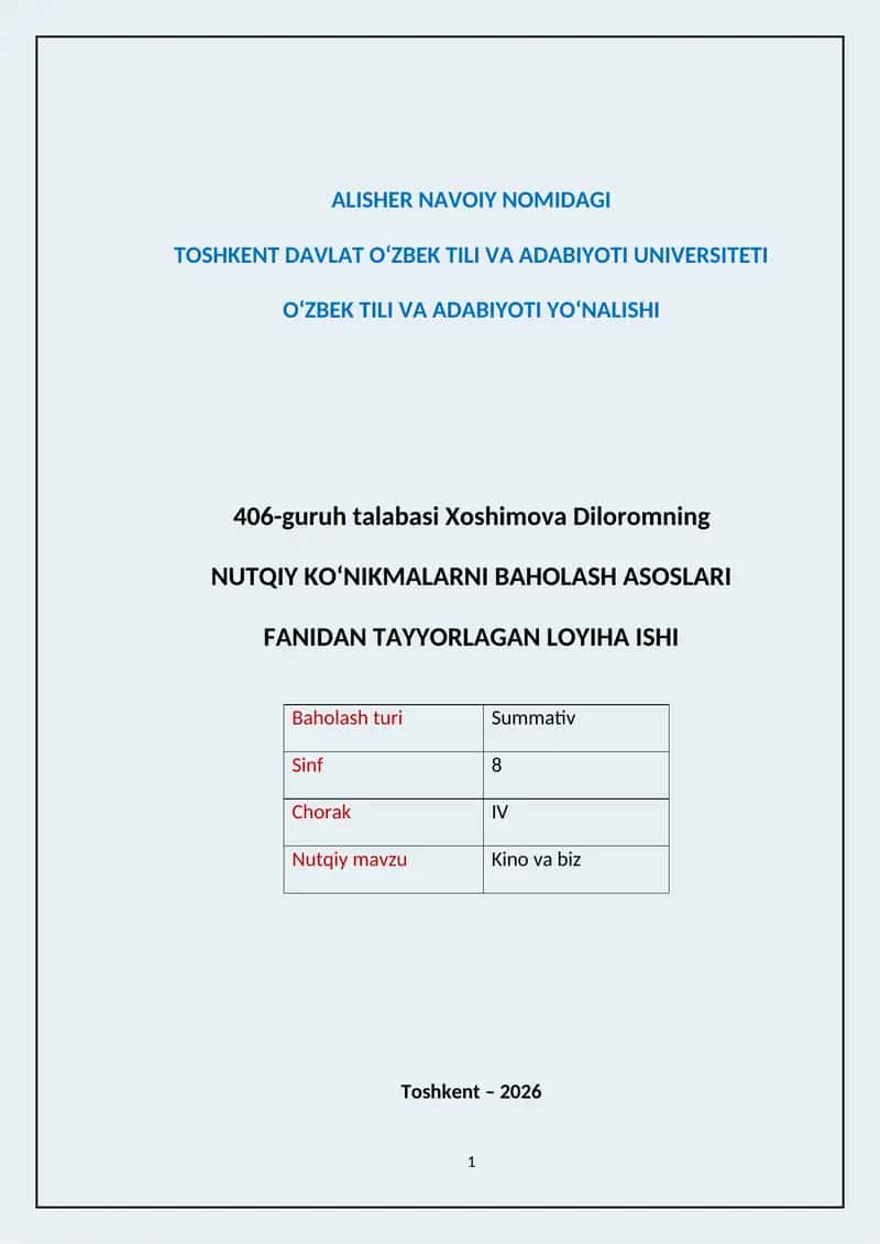 NUTQIY KO‘NIKMALARNI BAHOLASH ASOSLARI 1
