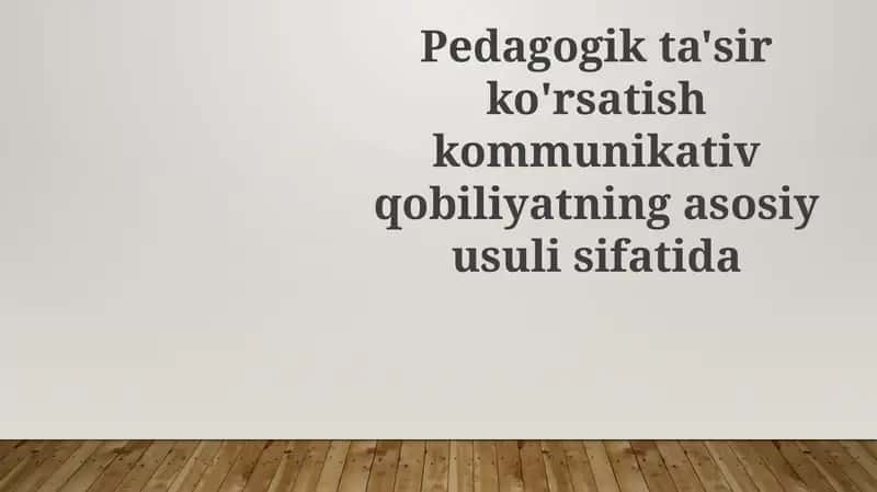 Pedagogik Ta'sir 1