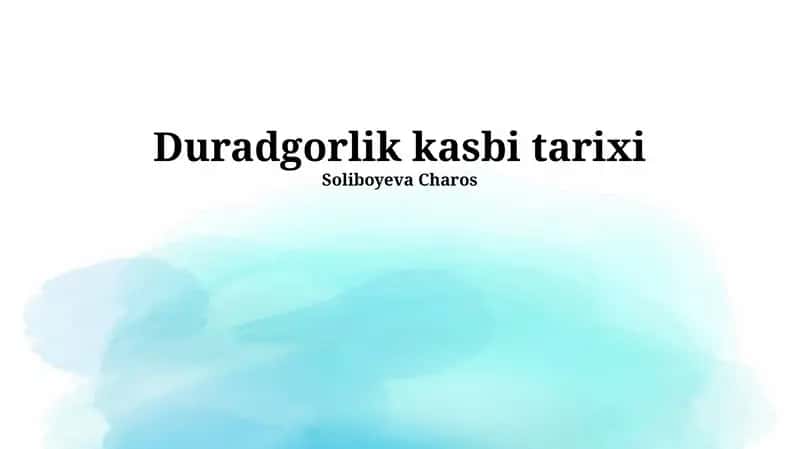 Duradgorlik kasbi tarixi 1