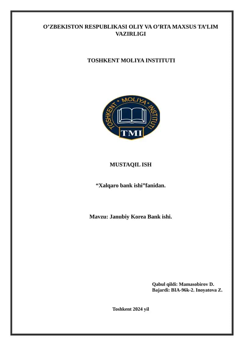 Janubiy Korea Bank ishi 1
