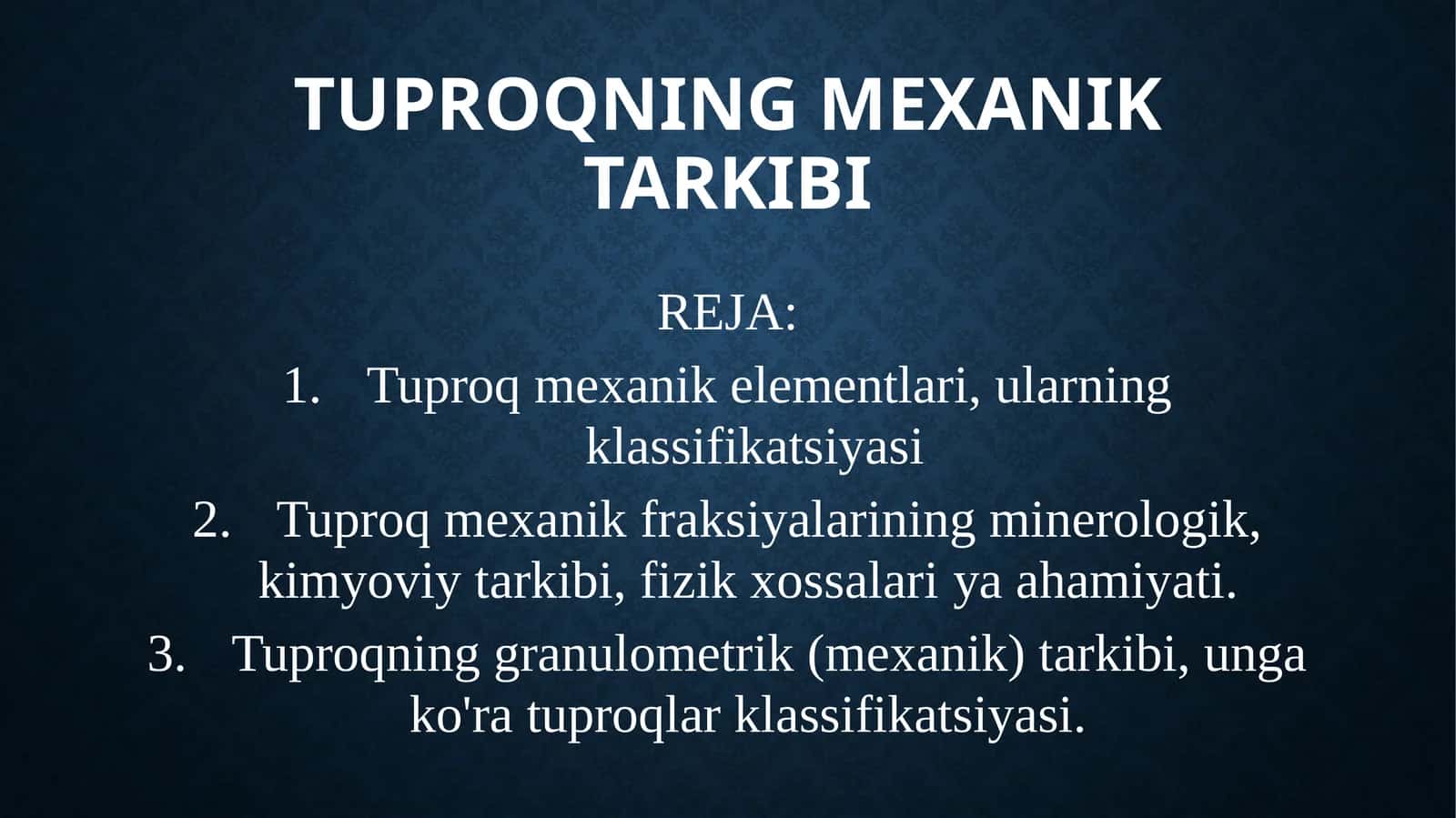 Tuproqning mexanik tarkibi 1