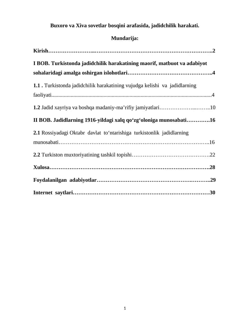 Turkistonda jadidchilik harakati 1