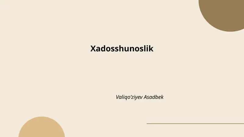 Xadosshunoslik 1