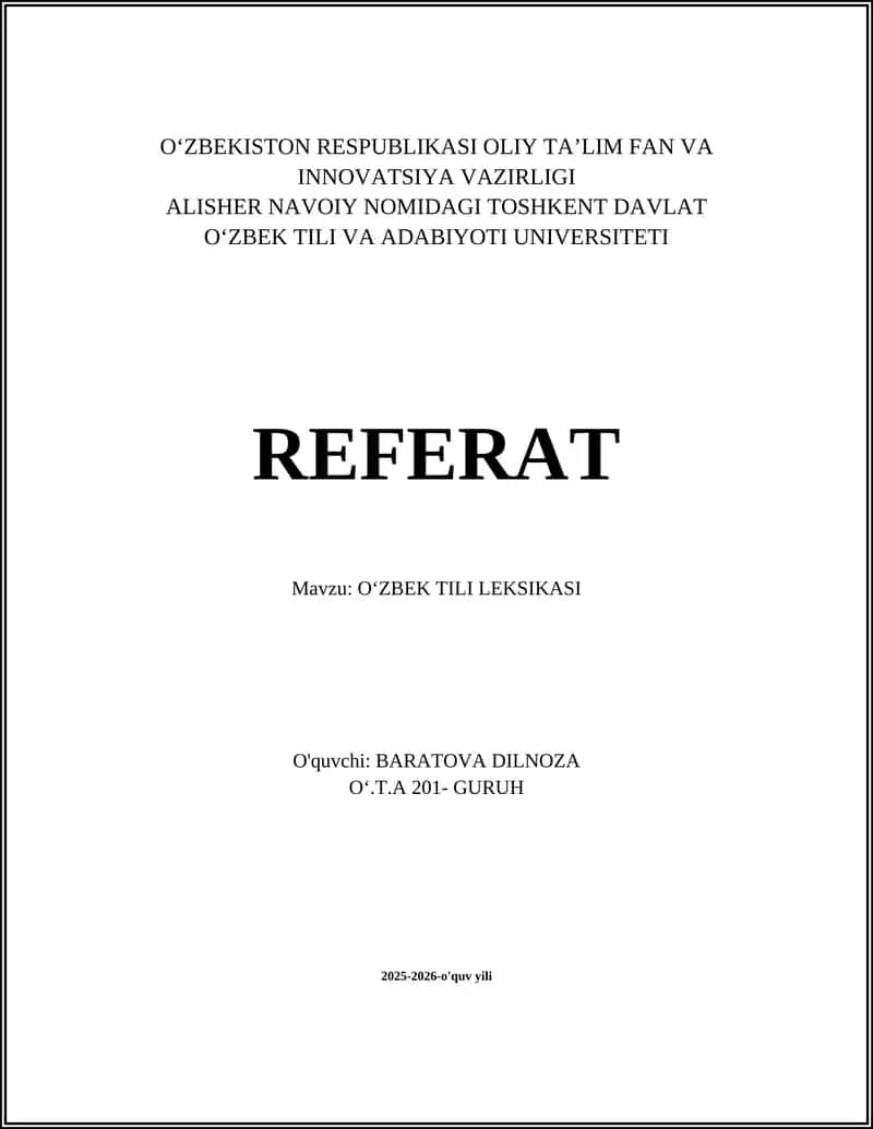 OʻZBEK TILI LEKSIKASI 1