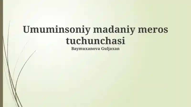 Universal Madaniy Meros Tushunchasi