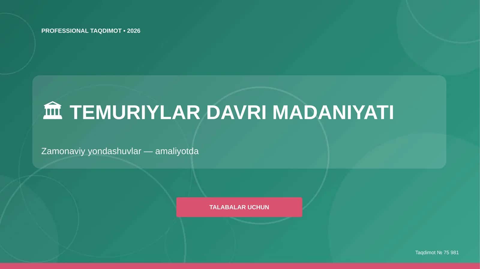 TEMURIYLAR DAVRI MADANIYATI 1