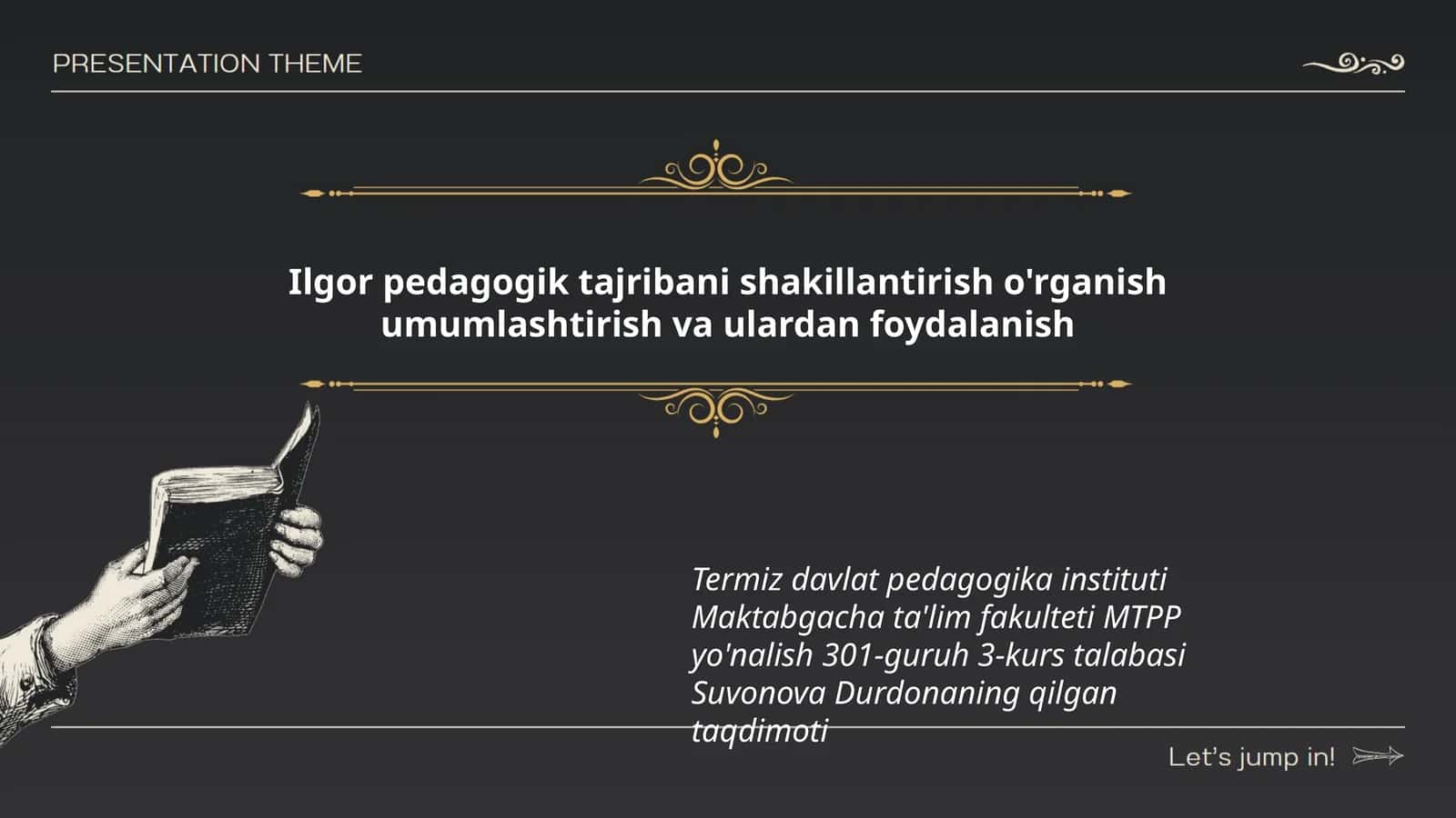 Suvonova Durdonaning taqdimoti 1
