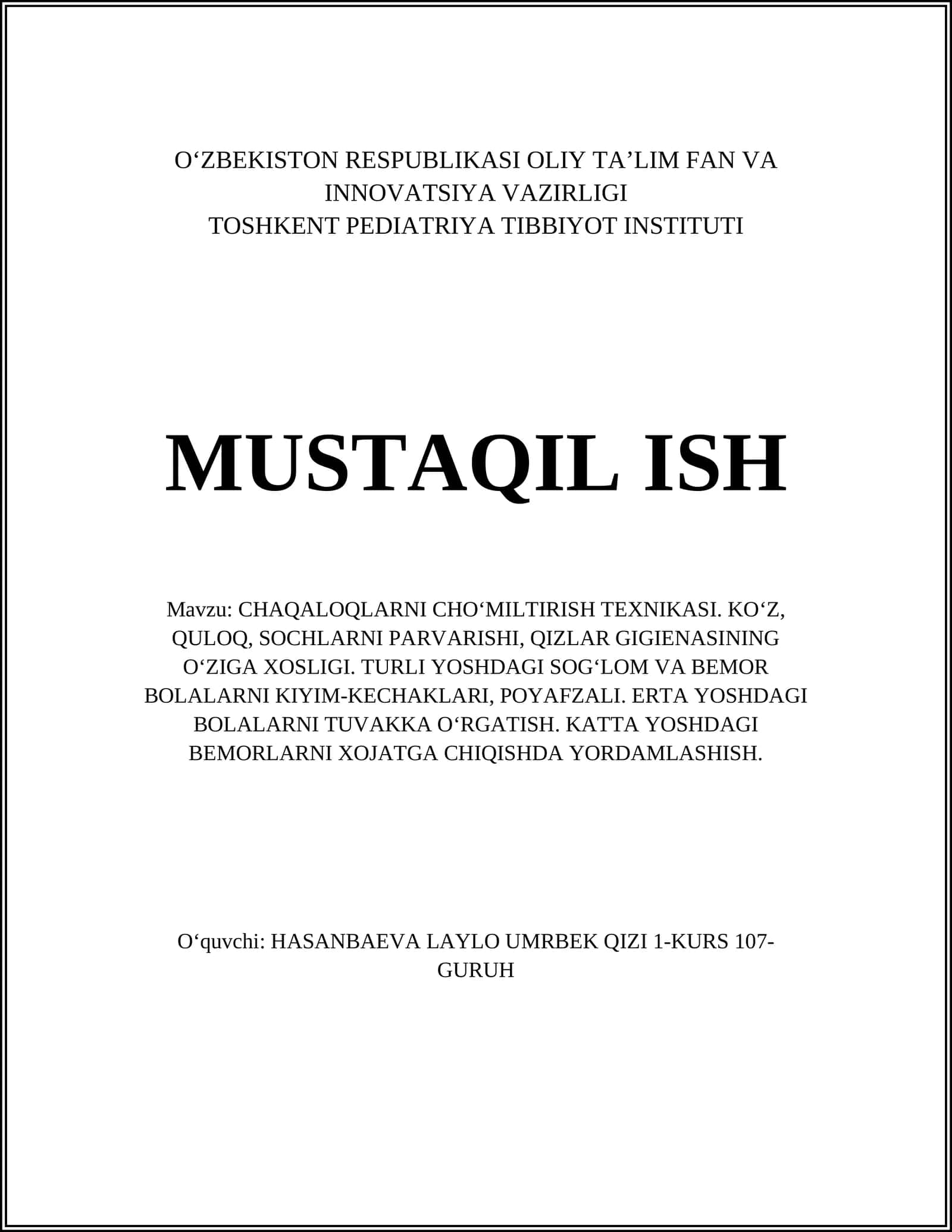CHAQALOQLARNI CHOʻMILTIRISH TEXNIKASI 1
