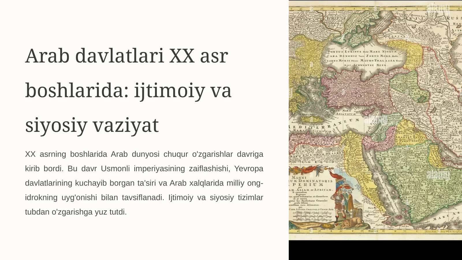 Arab davlatlari XX asr boshlarida: ijtimoiy va siyosiy vaziyat 1