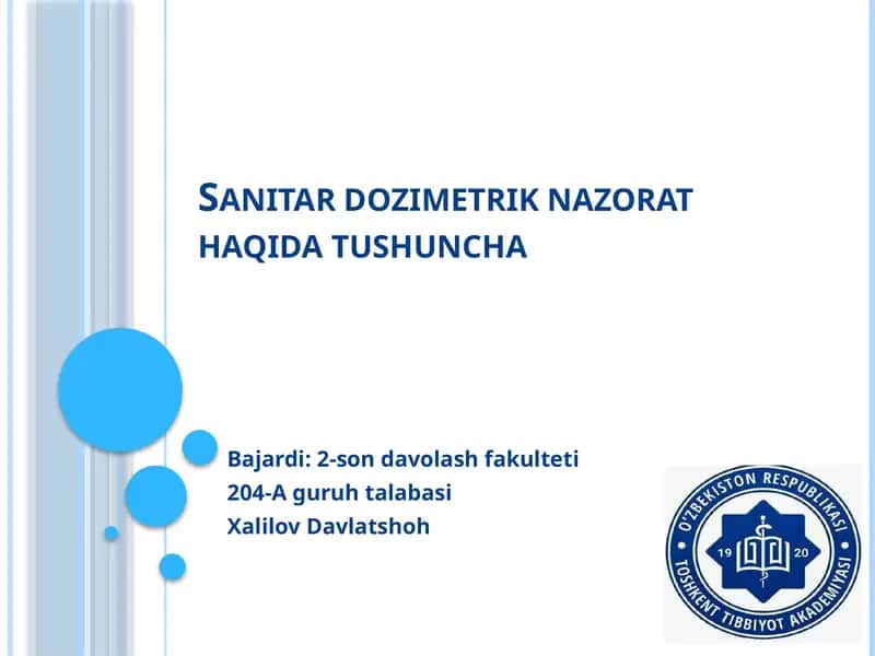 Sanitar dozimetrik nazorat 1