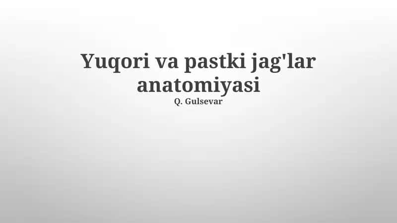 Yuqori va pastki jag'lar anatomiyasi 1