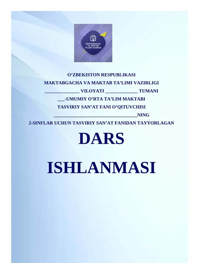 2-sinf Tasviriy san’at fanidan dars ishlanmasi 1