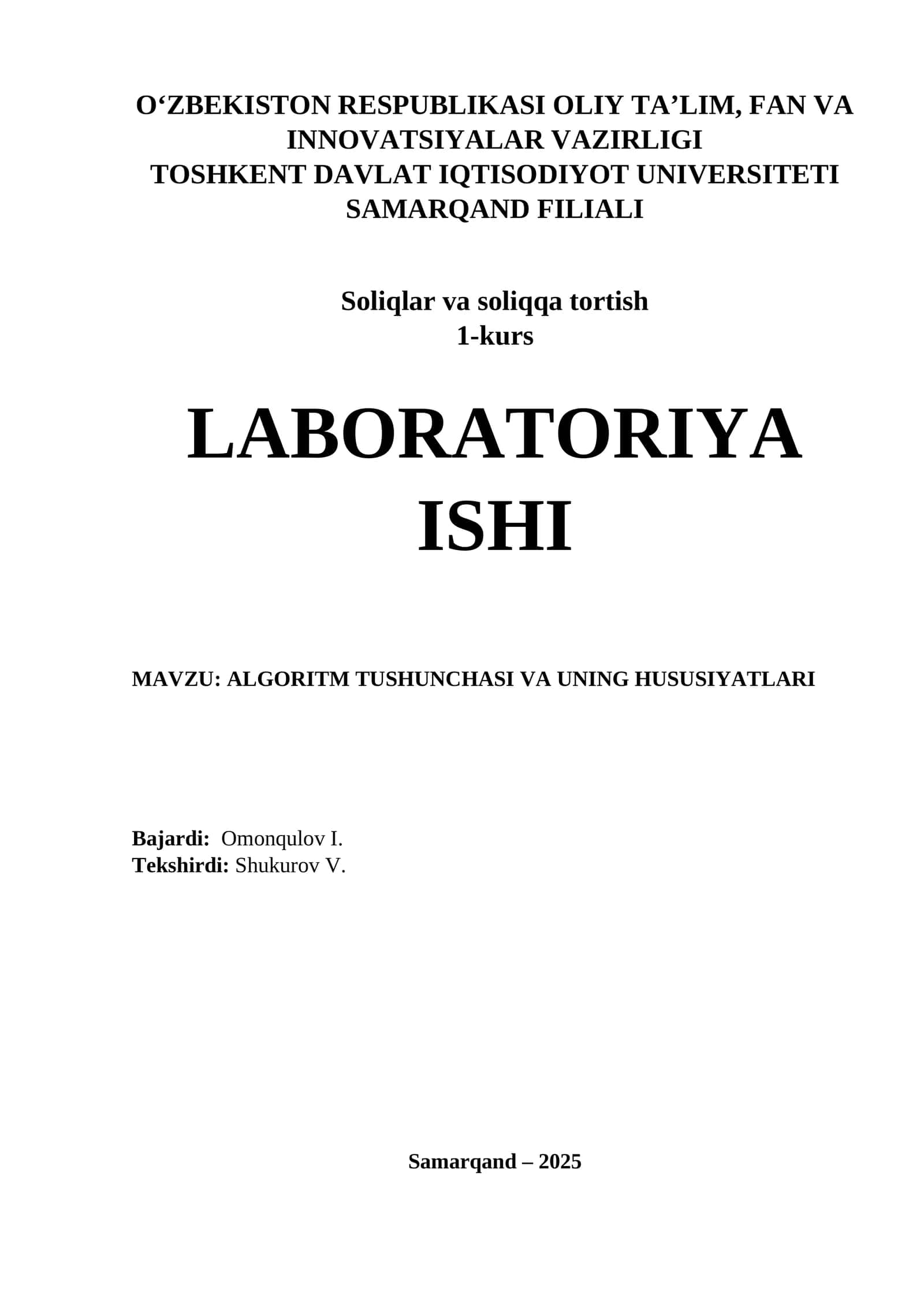 ALGORITM TUSHUNCHASI VA UNING HUSUSIYATLARI 1