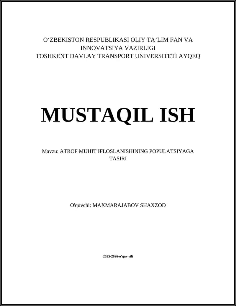 ATROF MUHIT IFLOSLANISHINING POPULATSIYAGA TASIRI 1