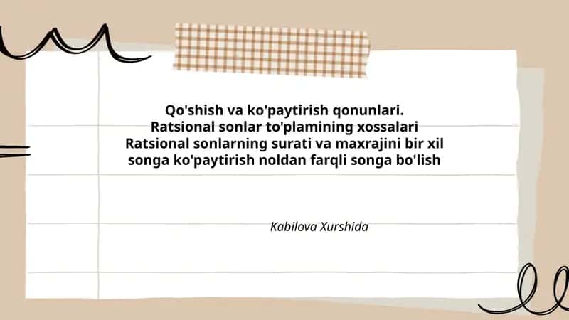 Qo'shish va ko'paytirish qonunlari 1