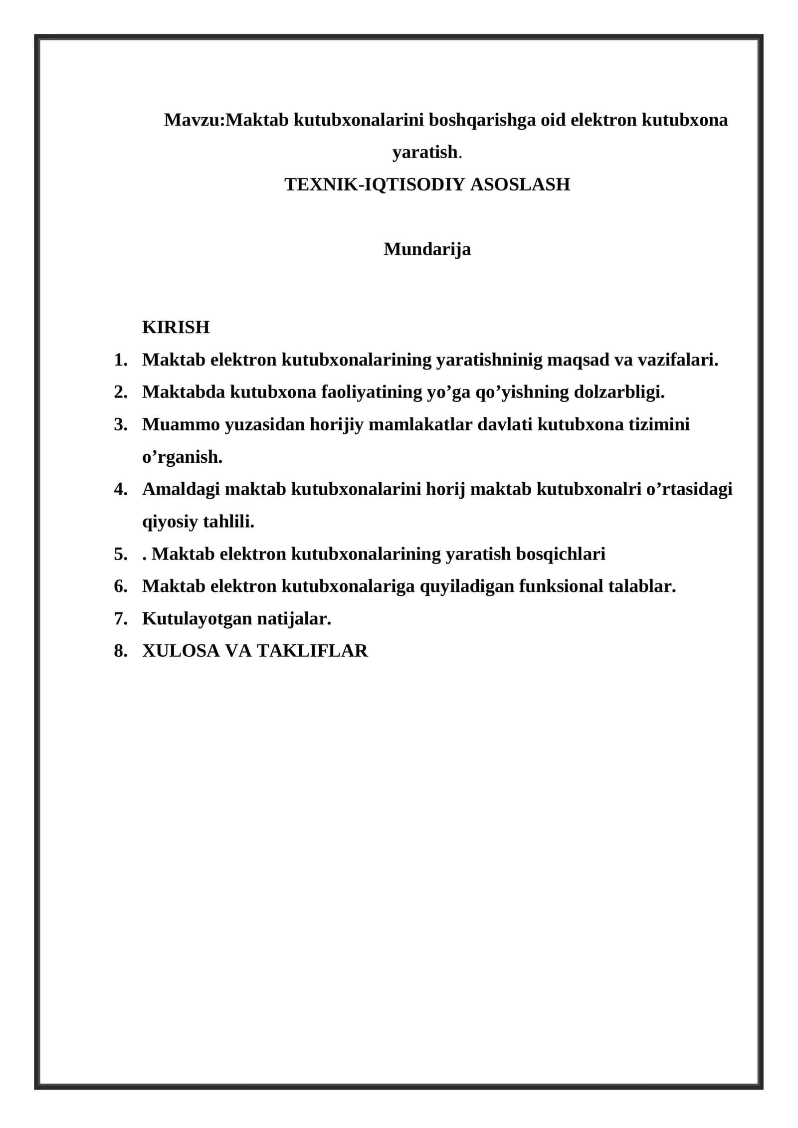 Maktab kutubxonalarini boshqarishga oid elektron kutubxona yaratish. 1