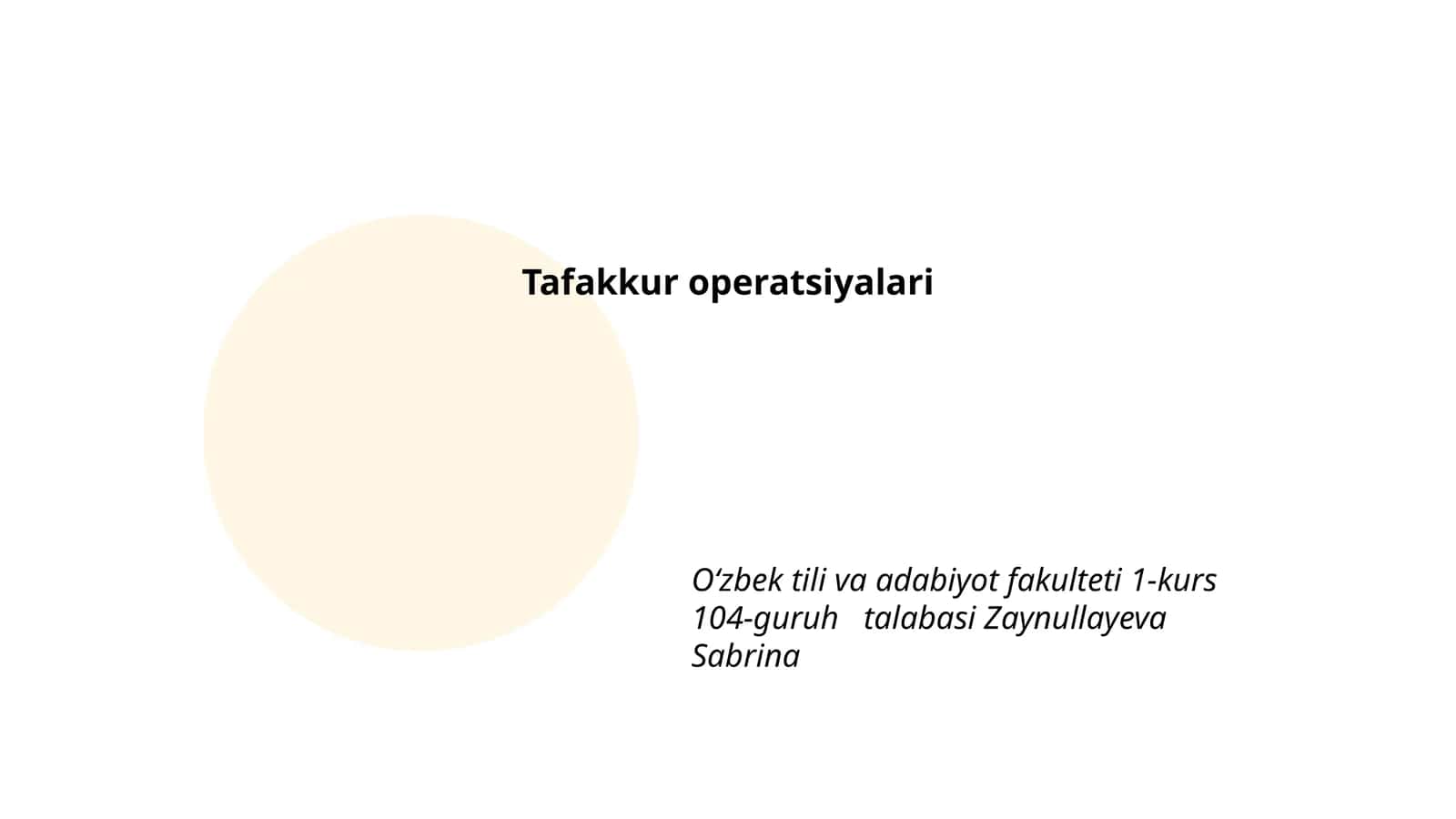 Tafakkur operatsiyalari 1